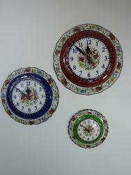 3 Assorted sizes Hand Painted Colorful Kitchen Clocks